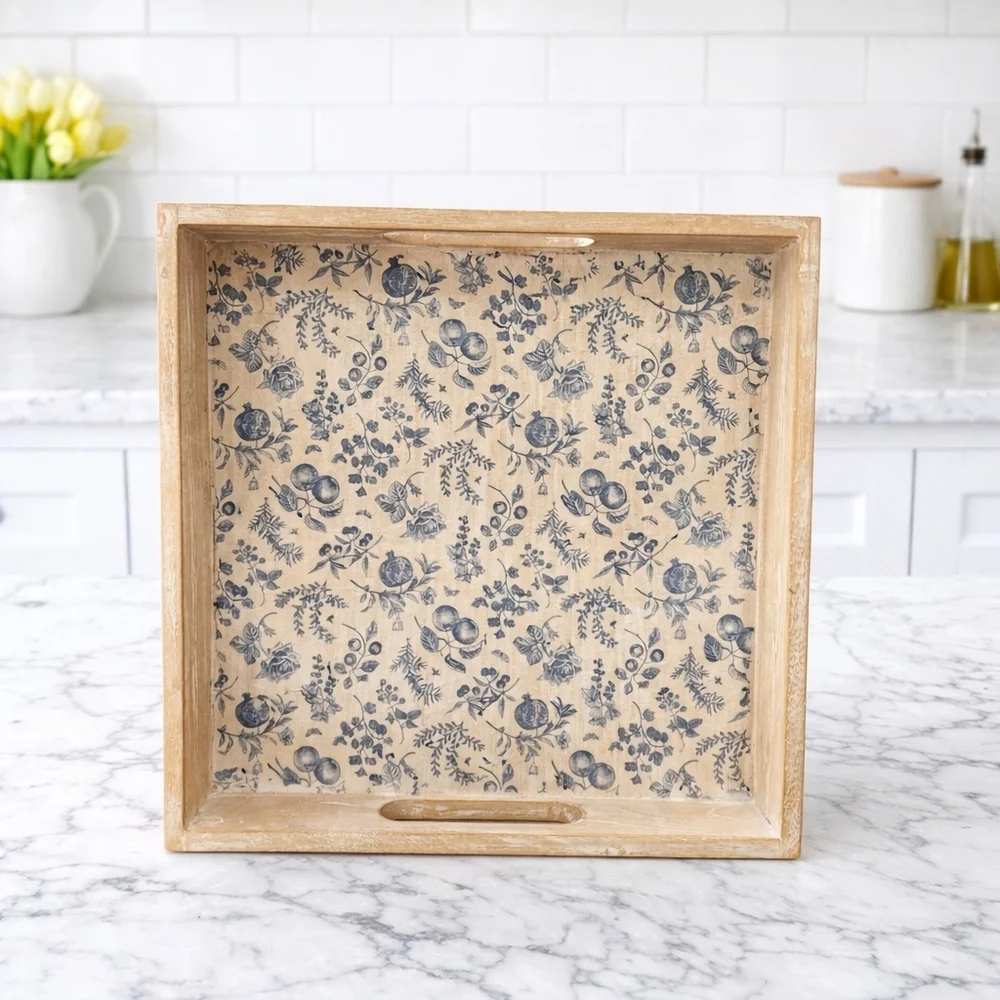 West Elm SQUARE Wooden Tray | Natural Wood | Modern Home Decor